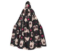 FLGHJNBJN Cute Pug Cloak For Men Women,Adult Renaissance Hooded Cape,Medieval Cloak,Cape For Halloween Cosplay Costumes