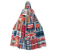 FLGHJNBJN England Symbols Cloak For Men Women,Adult Renaissance Hooded Cape,Medieval Cloak,Cape For Halloween Cosplay Costumes