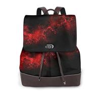 FLGHJNBJN Explosion Burst Red Black Versatile Leather Backpack for Women, Stylish PU Daypack for Commute, College, Travel, Outdoor