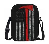 FLGHJNBJN Firefighter Axe Red Line Flag Printed Crossbody Bag for Women with Adjustable Strap, Small Shoulder Purse for Travel Work