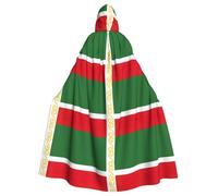 FLGHJNBJN Flag Of The Chechen Republic Cloak For Men Women,Adult Renaissance Hooded Cape,Medieval Cloak,Cape For Halloween Cosplay Costumes