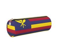 FLGHJNBJN Flag of The Kingdom of Hawaii Cute Leather Pencil Case Eco-Friendly Cross Grain Leather,Smooth Zipper,Large Capacity Cylinder Pouch Holder