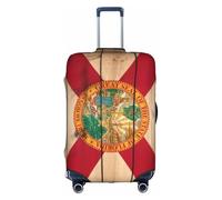 FLGHJNBJN Florida Flag Wood Grain Printed Luggage Cover, Stretchable Trunk Guard, Personalised Baggage Shield, for Business Trip