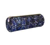 FLGHJNBJN Glow in The Dark Cute Leather Pencil Case Eco-Friendly Cross Grain Leather,Smooth Zipper,Large Capacity Cylinder Pouch Holder