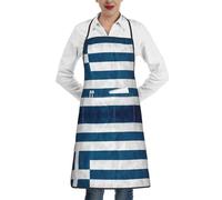 FLGHJNBJN Greek Flag Aprons With Pocket, Aprons Waterproof Adjustable Cooking Aprons For Kitchen Gardening And Salon