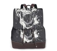 FLGHJNBJN horror ghost skull Versatile Leather Backpack for Women, Stylish PU Daypack for Commute, College, Travel, Outdoor