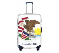 FLGHJNBJN Illinois State Flag Printed Luggage Cover, Stretchable Trunk Guard, Personalised Baggage Shield, for Business Trip