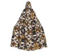 FLGHJNBJN Imagen De Pug Cloak For Men Women,Adult Renaissance Hooded Cape,Medieval Cloak,Cape For Halloween Cosplay Costumes