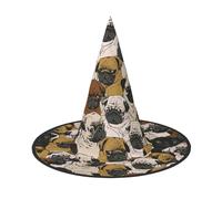 FLGHJNBJN Imagen De Pug Print Witch Hat Halloween Witch Hat, Witch Costume Accessory For Halloween Cosplay Party Holiday