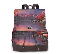 FLGHJNBJN Japan Mount Fuji Landscape Versatile Leather Backpack for Women, Stylish PU Daypack for Commute, College, Travel, Outdoor