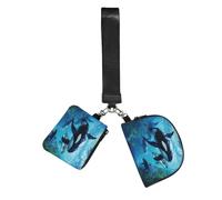 FLGHJNBJN Killer Whales Swim Along Printed Wrist Wallet Set for Women, 2 Pouches with Wristlet Strap for Keys Cash Cards Coins