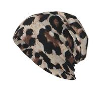 FLGHJNBJN Leopard Print Print Soft Lightweight Knitted Beanie for Everyday, Double Layer Stretchy Cap All Season Fashion Fit Black
