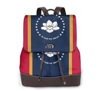 FLGHJNBJN Mississippi State Flag Versatile Leather Backpack for Women, Stylish PU Daypack for Commute, College, Travel, Outdoor
