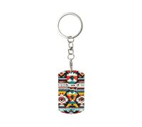 FLGHJNBJN Native American Pattern Sublimation Keychain Blanks, Aluminum Sided Sublimation Keychain Heat Transfer Crafts-Rectangle