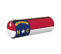 FLGHJNBJN North Carolina State Flag Cute Leather Pencil Case Eco-Friendly Cross Grain Leather,Smooth Zipper,Large Capacity Cylinder Pouch Holder