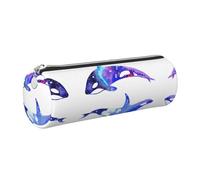 FLGHJNBJN Orca Killer Whale Cute Leather Pencil Case Eco-Friendly Cross Grain Leather,Smooth Zipper,Large Capacity Cylinder Pouch Holder