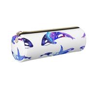 FLGHJNBJN Orca Killer Whale Cute Leather Pencil Case Eco-Friendly Cross Grain Leather,Smooth Zipper,Large Capacity Cylinder Pouch Holder
