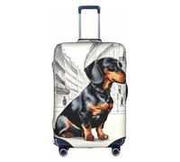 FLGHJNBJN Parisian Dachshund Printed Luggage Cover, Stretchable Trunk Guard, Personalised Baggage Shield, for Business Trip