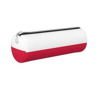 FLGHJNBJN Polish Flag Cute Leather Pencil Case Eco-Friendly Cross Grain Leather,Smooth Zipper,Large Capacity Cylinder Pouch Holder