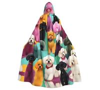 FLGHJNBJN Poodles Dogs Cloak For Men Women,Adult Renaissance Hooded Cape,Medieval Cloak,Cape For Halloween Cosplay Costumes