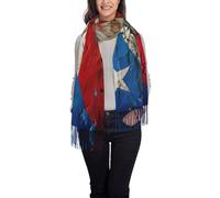 FLGHJNBJN Puerto Rico Wallpaper Flag Print Winter Scarf For Women Shawl Cashmere Feel Tassel Plaid Large Oversized Scarves Wraps