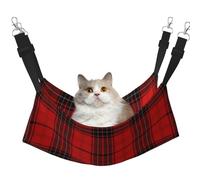 FLGHJNBJN Red And Black Plaid Cozy Cat Hammock, Window Perch Bed, Adjustable Pet Sleeper With Soft Velvet For Indoor Cats