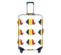 FLGHJNBJN Romania Flag Map Printed Luggage Cover, Stretchable Trunk Guard, Personalised Baggage Shield, for Business Trip