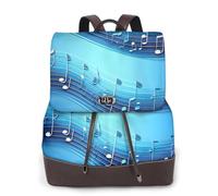 FLGHJNBJN Sky blue musical notes Versatile Leather Backpack for Women, Stylish PU Daypack for Commute, College, Travel, Outdoor