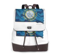 FLGHJNBJN South Dakota Flag Map Versatile Leather Backpack for Women, Stylish PU Daypack for Commute, College, Travel, Outdoor
