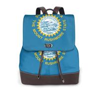 FLGHJNBJN South Dakota Flag Versatile Leather Backpack for Women, Stylish PU Daypack for Commute, College, Travel, Outdoor