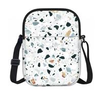 FLGHJNBJN Terrazzo Marble Pastel Printed Crossbody Bag for Women with Adjustable Strap, Small Shoulder Purse for Travel Work