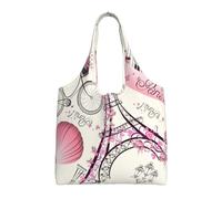 FLGHJNBJN The Paris Tower And A Bicycle Lightweight Canvas Tote Bag For Women, Spacious Reusable Commuter Bag For Daily Shopping Travel