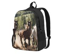 FLGHJNBJN Three Running Horses Print Work Bag Rucksack Bag Carry On Backpack Hiking Bag Gym Backpack For Men And Women