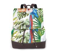 FLGHJNBJN Toucans Parrot palm tree leaves Versatile Leather Backpack for Women, Stylish PU Daypack for Commute, College, Travel, Outdoor