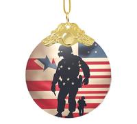 FLGHJNBJN Us Military Soldiers Patriotic Memorial Day Christmas Glass Sign Party Supplies Festive Decor Ornaments For Holiday Party Atmosphere