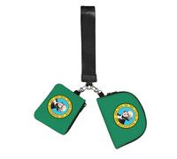 FLGHJNBJN Washington Flag Printed Wrist Wallet Set for Women, 2 Pouches with Wristlet Strap for Keys Cash Cards Coins