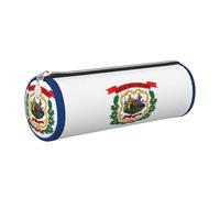 FLGHJNBJN West Virginia State Flag Cute Leather Pencil Case Eco-Friendly Cross Grain Leather,Smooth Zipper,Large Capacity Cylinder Pouch Holder