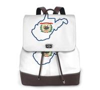 FLGHJNBJN West Virginia state Flag Map Versatile Leather Backpack for Women, Stylish PU Daypack for Commute, College, Travel, Outdoor
