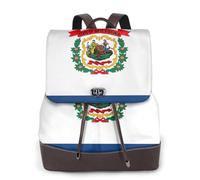 FLGHJNBJN West Virginia state flag Versatile Leather Backpack for Women, Stylish PU Daypack for Commute, College, Travel, Outdoor