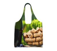 FLGHJNBJN Wine Bottle Corks Grapes Lightweight Canvas Tote Bag For Women, Spacious Reusable Commuter Bag For Daily Shopping Travel