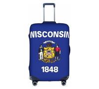 FLGHJNBJN Wisconsin State Flag Printed Luggage Cover, Stretchable Trunk Guard, Personalised Baggage Shield, for Business Trip