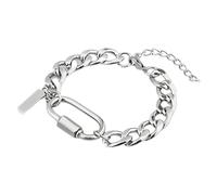 Flgtby A Must - have for Men. Silver Titanium Steel Carabiner Chain Men's Bracelet Cuban Link Bracelets- Hip - hop,Trendy,Avant - garde and Versatile Men's Jewelry Gifts for Dad Grandpa Husband