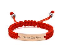 FLHEART 1-3 Pcs Personalised Braided Bracelet - Personalised Stainless Steel Sun Star Moon Braided Handmade Rope Bracelet For Men Women Friend Custom Name Plate ID Bracelet Adjustable