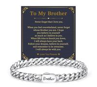 FLHEART Brother Bracelet Gifts for Men - Engraved Cuban Chain Bracelet Brothers Present from Sister, Fathers Day Valentines Day Christmas Birthday Jewellery Gifts for Brother