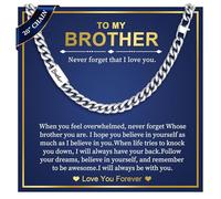 FLHEART Brother Gift Chain Necklace for Men - 6mm Stainless Steel Cuban Chain Necklaces Jewellery for Men Boys, Brother Necklace Engraved Love You Forever Gifts for Birthday Christmas Graduation