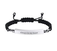 FLHEART Cremation Urn Bracelet For Ashes | Personalized Silver ID Bar Braided Wristband, Adjustable 6.7"-10.2", Customized Memorial Keepsake Locket For Women Men Dad Brother Husband Best Friend