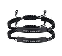 FLHEART Cremation Urns Bracelet for Ashes | 2 Pcs Personalised Black ID Bar Braided Bracelet,Ashes Holder Keepsake Locket for Women Men,Customised Memorial Gifts for Dad Brother Husband Best Friend