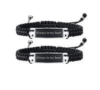 FLHEART Cremation Urns Bracelet for Ashes | 2 Pcs Personalized Customized Stainless Steel ID Bar Braided Holder Keepsake Locket Women Men Memorial Ashes, (P-BR-1023SBx2-KZ-uk)