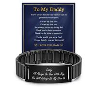 FLHEART Dad Bracelet from Son, Father’s Day Present for Dad, Black Stainless Steel Engraved Daddy Bracelet, Birthday Christmas Keepsake for Father
