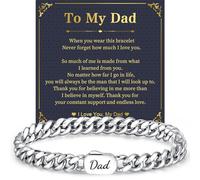 FLHEART Dad Bracelet Gifts for Daddy - Cuban Chain Bracelet Engraved Dad Present from Son Daughter, Fathers Day Christmas Birthday Jewellery Gifts for Daddy Stepdad